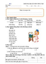 Đề kiểm tra Học kỳ I môn Tiếng Việt Lớp 1 - Đề 1 (Bộ sách Cánh Diều)